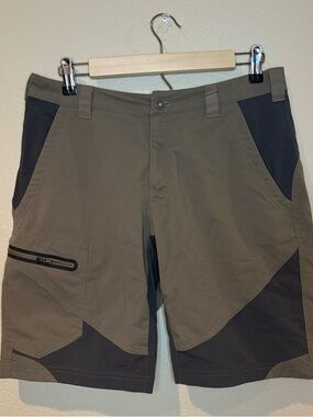 REI Venturi Mens Hiking Shorts Brown Charcoal Two Tone Cargo Technical Size 32
